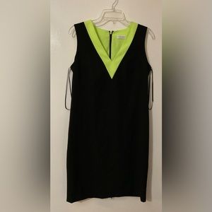 calvin klein Women Black Green Sleeveless V Neck Dress Size 8